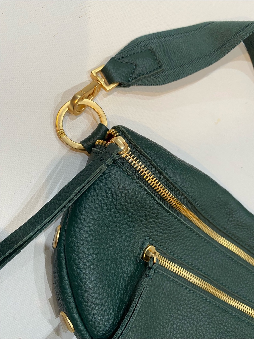 Hammitt Charles Dark Green Leather Crossbody Belt Bag with Gold Hardware Medium - Picture 5 of 9